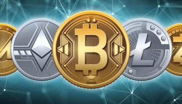 نصویر شماتیک سکه های طلایی بیت کوین